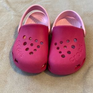 Hot pink and Light pink Crocs